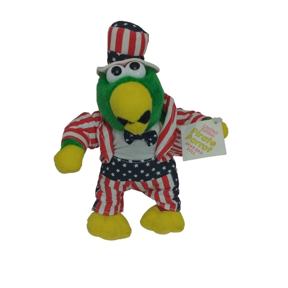 Pittsburgh Pirates Mascot Parrot 8" Plush Beanie Patriotic Suit Limited Edition